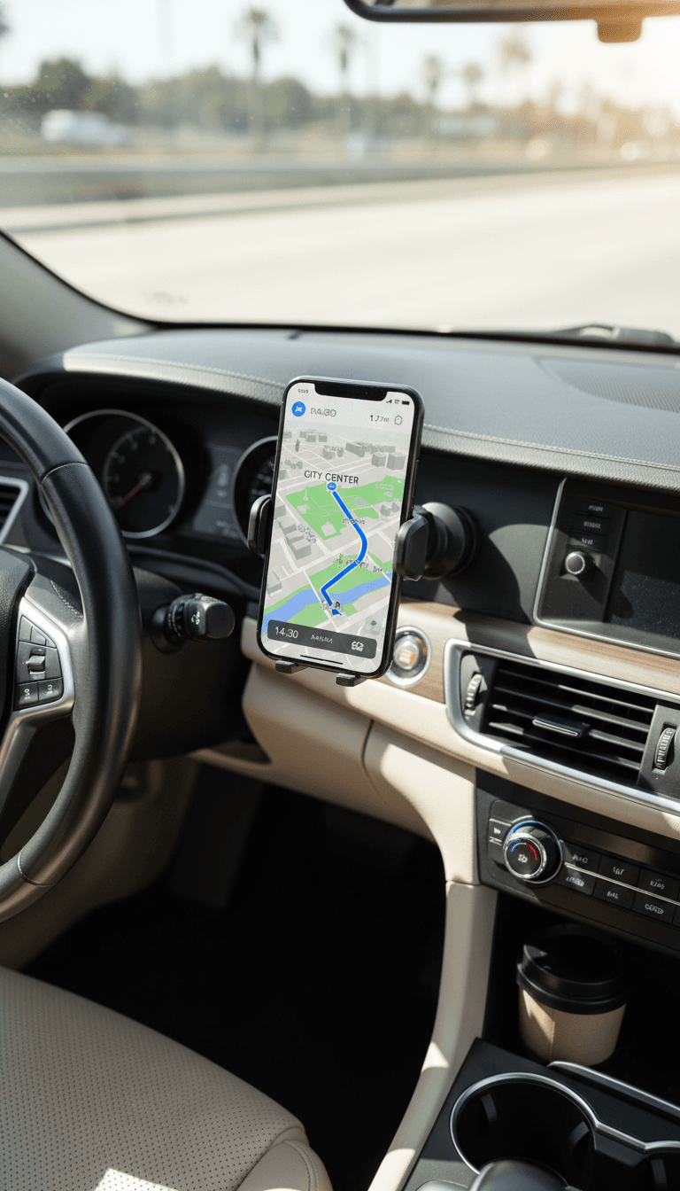 GPS route displayed on phone during senior medical transport