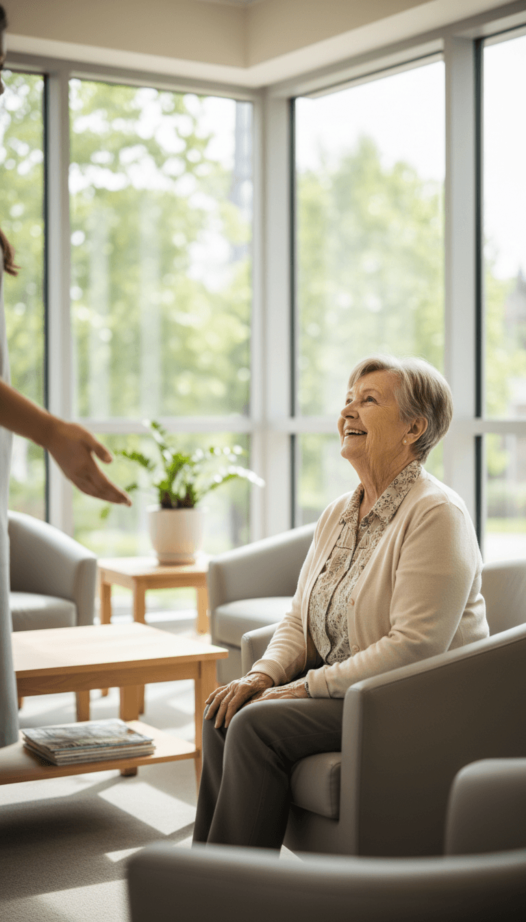Senior passenger waiting comfortably during appointment