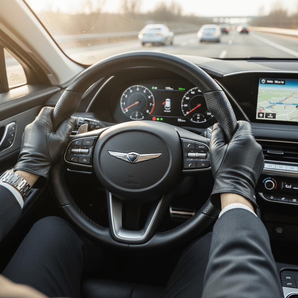 Professional driver at the wheel