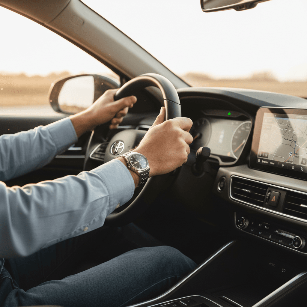 Senior passenger in private car