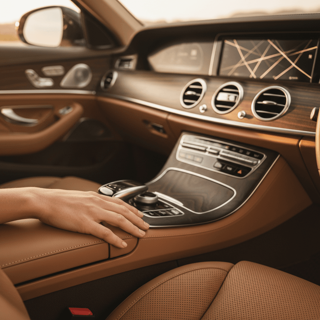 Interior of a well-maintained luxury sedan with comfortable seating